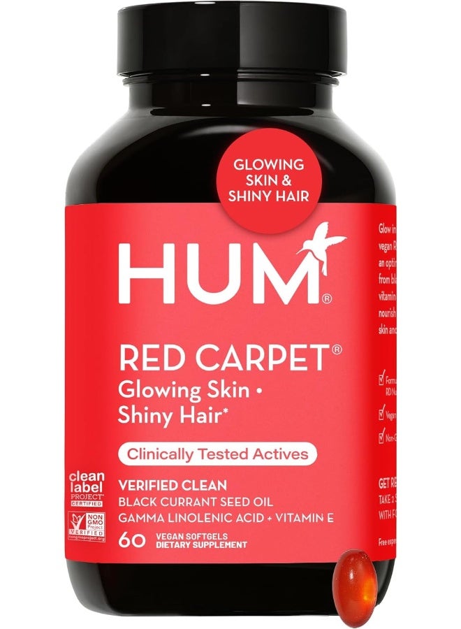 HUM Red Carpet - Skin & Hair Supplement - Black Currant Seed Oil for Glowing Skin & Strong Thicker Hair with Vitamin E & Omegas 3/6 - Hair Growth Vitamins for Women (60 Vegan Softgels) - Image 1